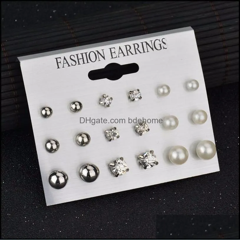 vintage pearl earring for women bohemian stud earrings set female fashion jewelry