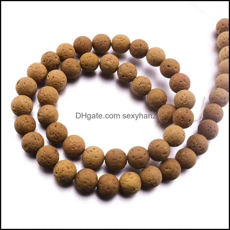 48pcs/lot 8mm colourful lava stone volcanic rock round loose beads ball diy  oil diffuser jewelry bracelet making