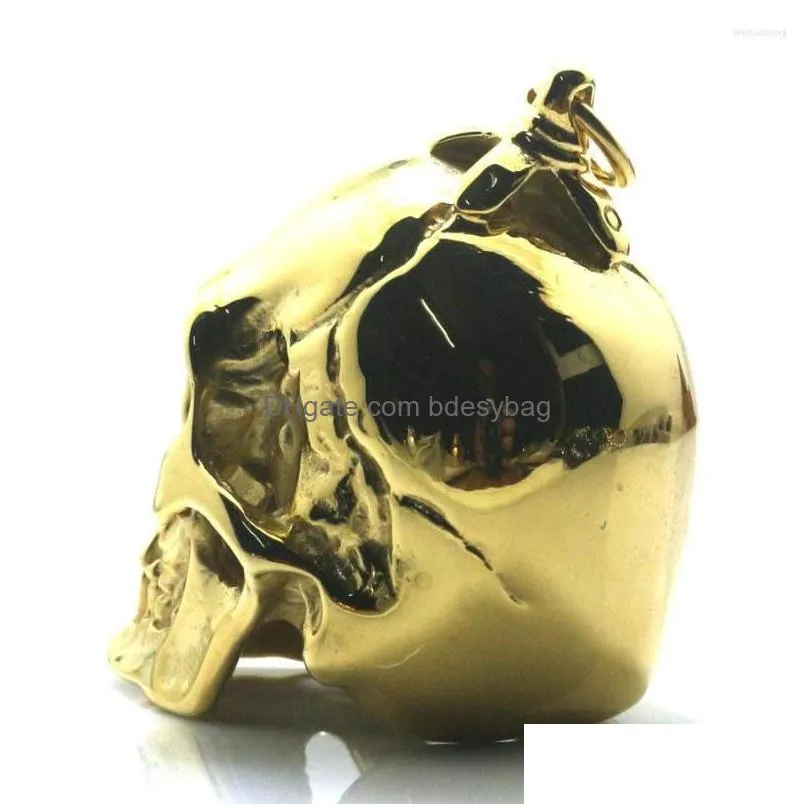 pendant necklaces heavy men boy 316l stainless steel cool polishing big biker skull golden for rider