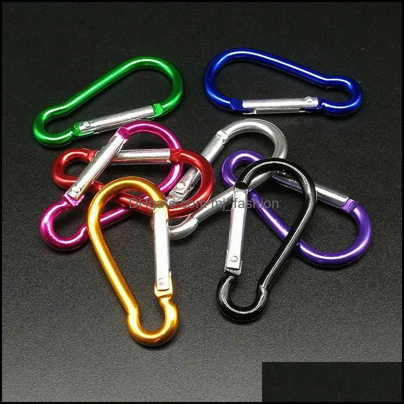 colorful aluminum key rings carabiner shape snap hook hiking keychain high quality mini carabiners keyfobs accessories dhs