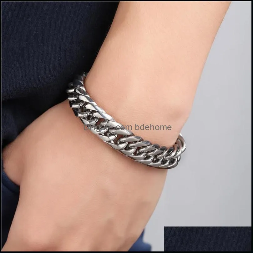 casual men chain bracelet good quality stainless steel male personal charm bracelets