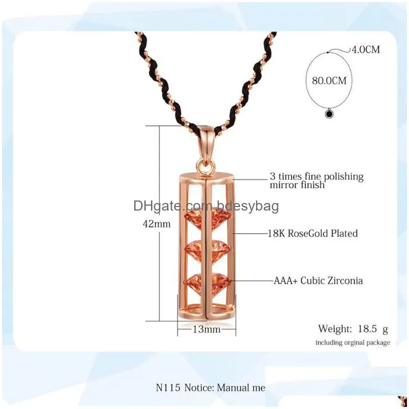 pendant necklaces aesthetic necklace for women rose gold color beads rope chain orange cubic zirconia neck chains jewelry wholesale