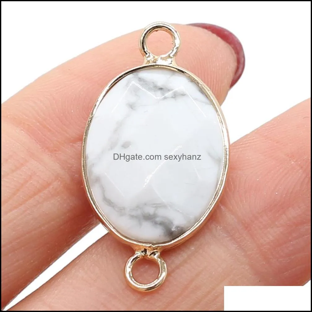 oval shape natural stone lapis lazuli rose quartz tiger eyes pendant charms diy for druzy necklace earrings bracelet jewelry making