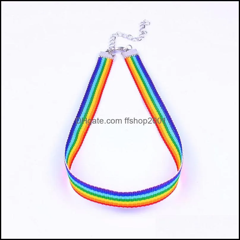gay pride rainbow choker necklace for men women gay and pride lace chocker ribbon collar with pendant lgbt jewelry
