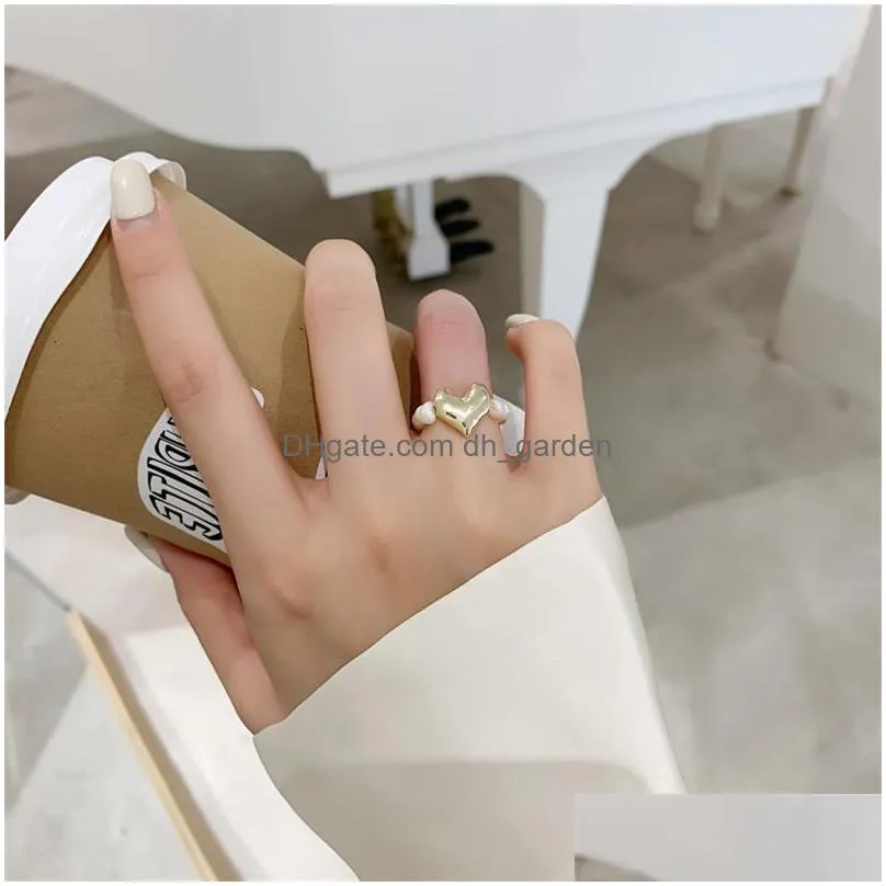 cluster rings imitation pearl heart simple metal geometric piece girl personality index finger for women fashion jewelry accessories