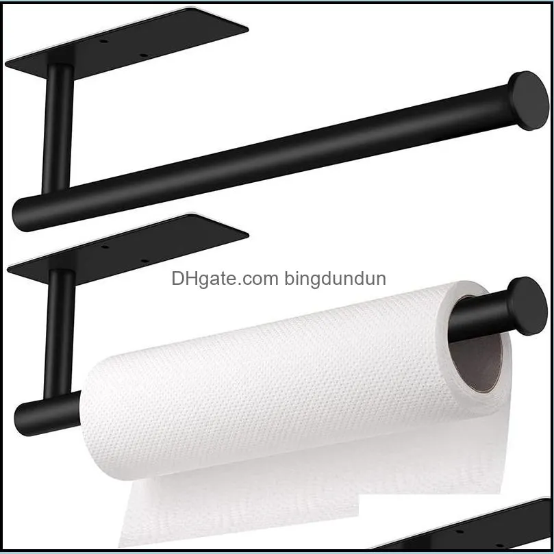 self adhesive paper towel roll holder wall mount silver black gold stainless steel papers rack for kitchen bathroom cabinets rrf12145