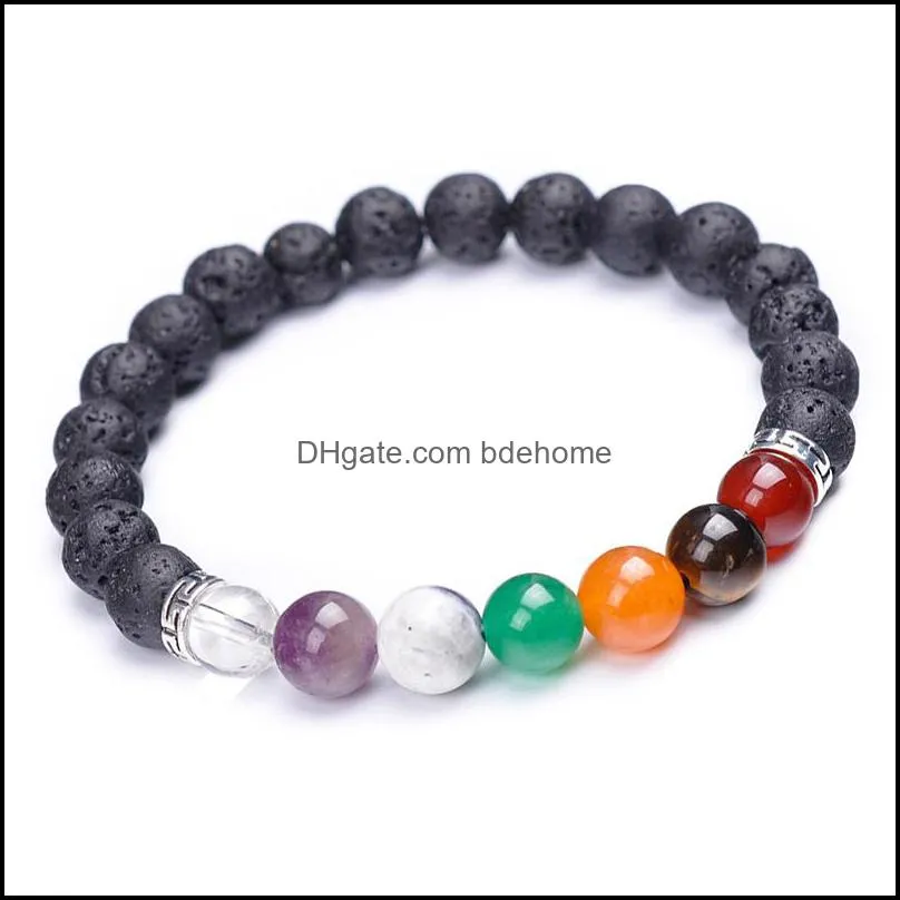 natural volcanic lava stone bracelets 7 chakra bangle yoga beads essential oil diffuser bracelet for women men jewelry dhs
