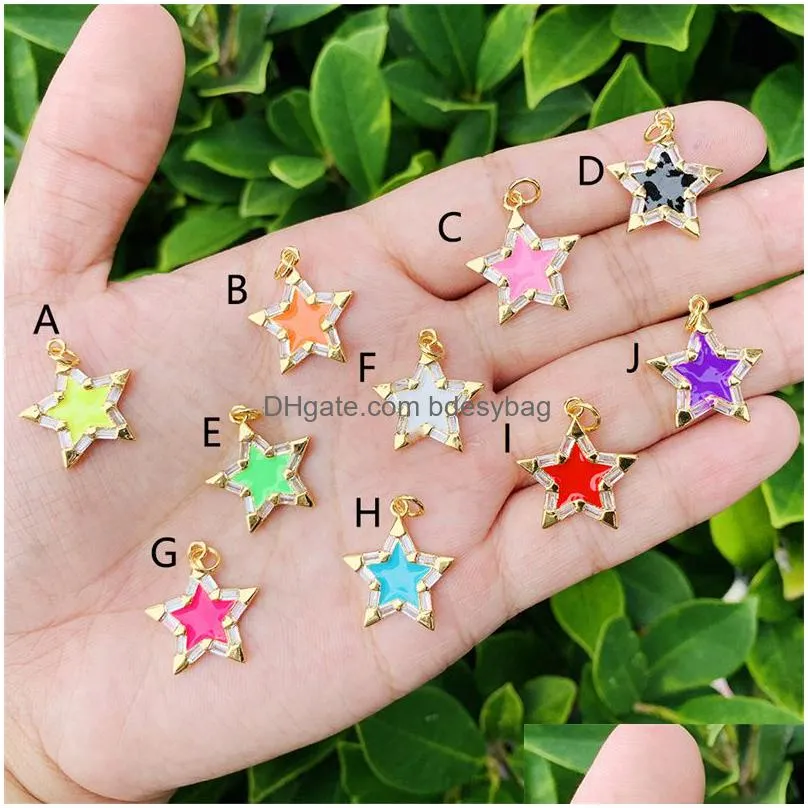 pendant necklaces 5pcs metal imitation enamel star charms 20x20mm brass 14k gold filled accessories for diy necklace adornment
