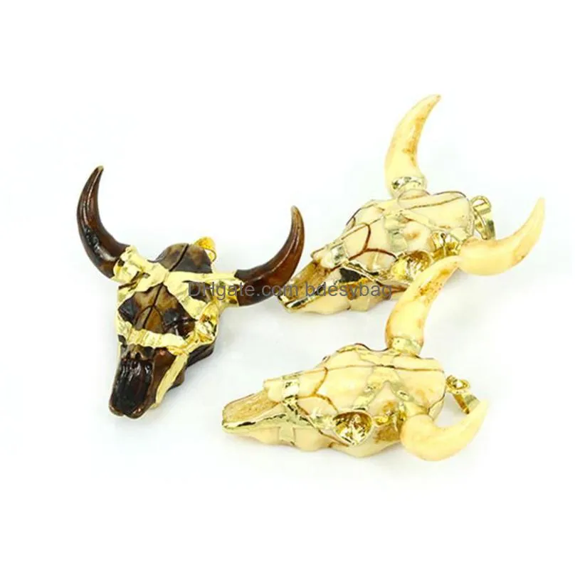 pendant necklaces punk animal pendants bone inlay rhinestone cow elephant for necklace holy stuff men jewelry