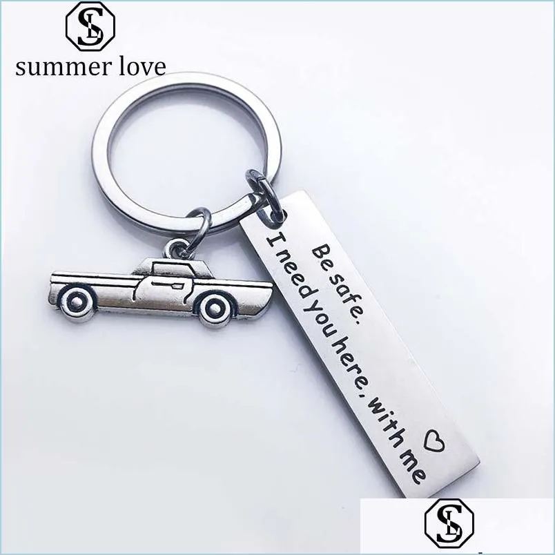 2019 personalized keychain drive safe i need you here with me engraved keychain aluminum fashion jewelry boyfriend father day gift