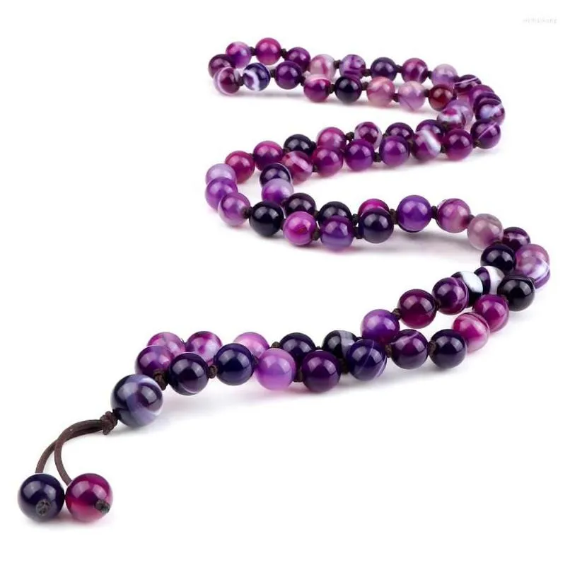 strand 8mm natural purple stripe onyx stone beaded necklace bracelet women handmade bohemia streach classic men jewelry gift