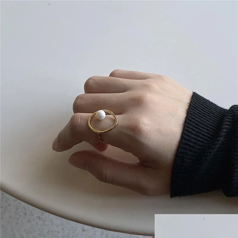 cluster rings pofunuo womens 925 sterling silver pearl elegant stylish sample gold geometric ring for women fashion luxury jewelry