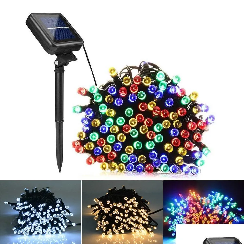 7m 12m 22m solar lamps led string lights 100/200 leds outdoor fairy holiday christmas party garlands solar lawn garden lights