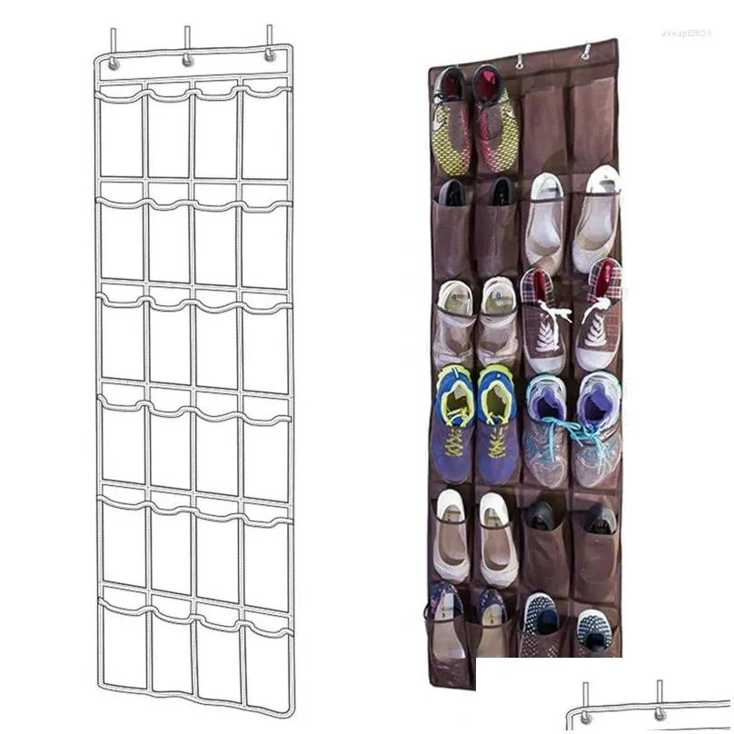 storage boxes 24 pocket non woven hanging bag door holder home shoes organizing with hooks space saver