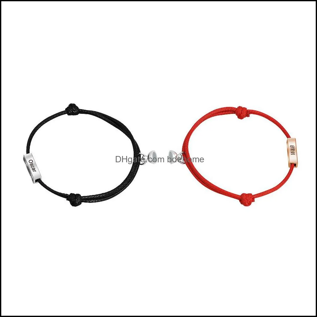 attract magnetic couples bracelets magnet forever connecting relationship promise rope braided bracelet set for sister q102fz