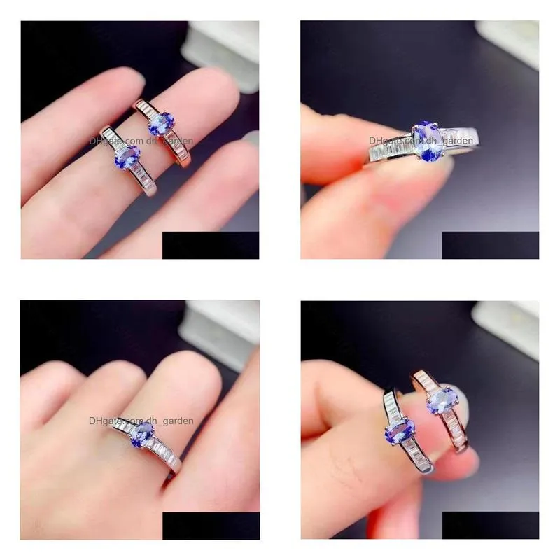 cluster rings super beautiful highquality tanzanite ring 925 silver womens demonstrating youthful temperament