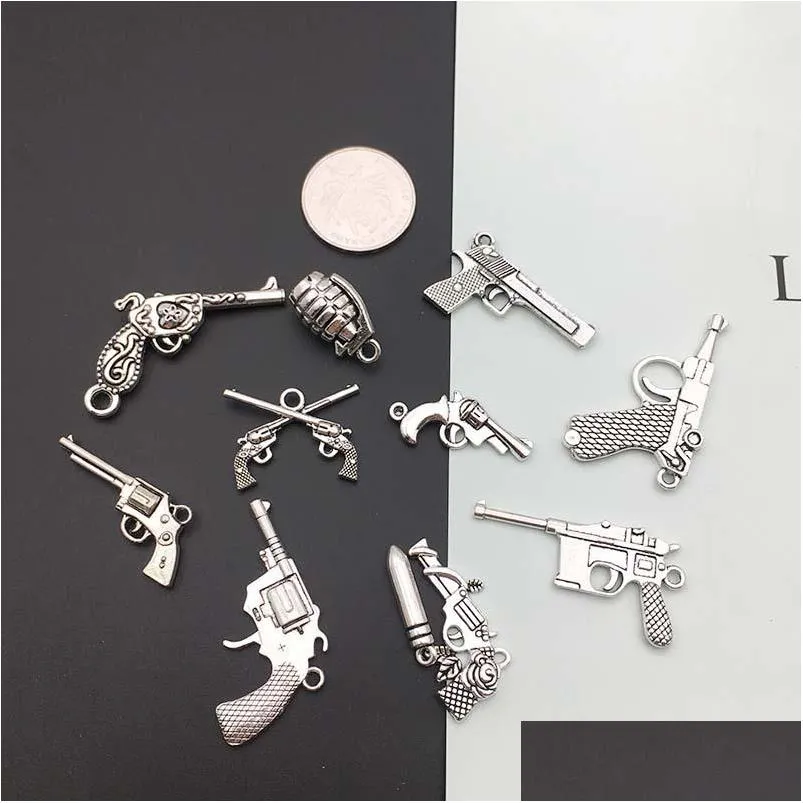 10pcs gun charms pendants diy jewelry making alloy findings accessory for necklaces earrings