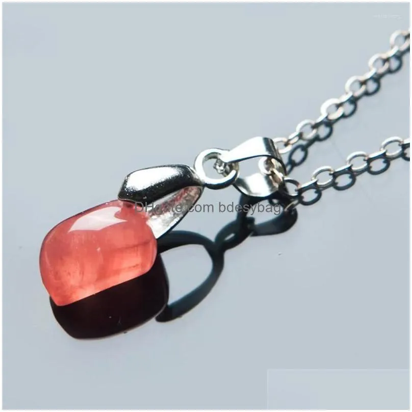 pendant necklaces 10 6 5mm women femme necklace charm love natural red rose rhodochrosite gems stone rhombus bead jewelry crystal
