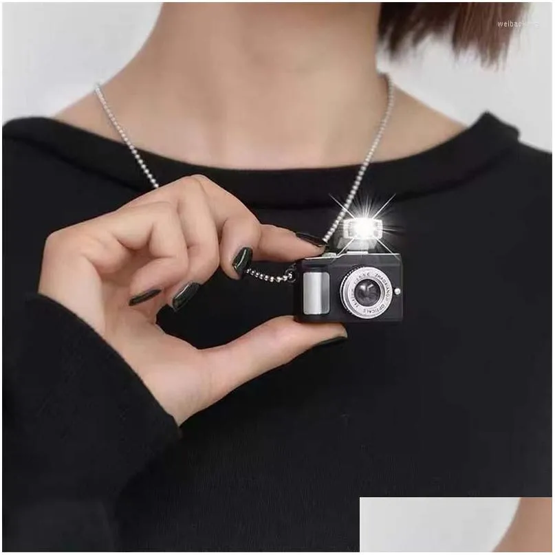 pendant necklaces vintage camera necklace for women man punk long chain light glowing chains friendship jewelry
