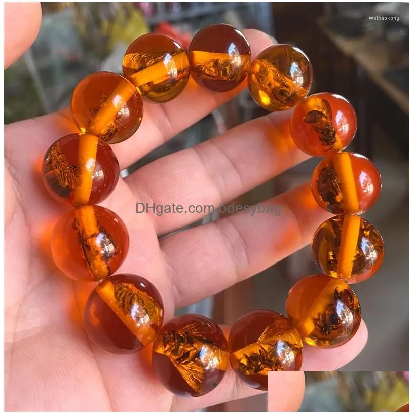 strand certificate 18mm natural yellow mexican amber beeswax bracelet