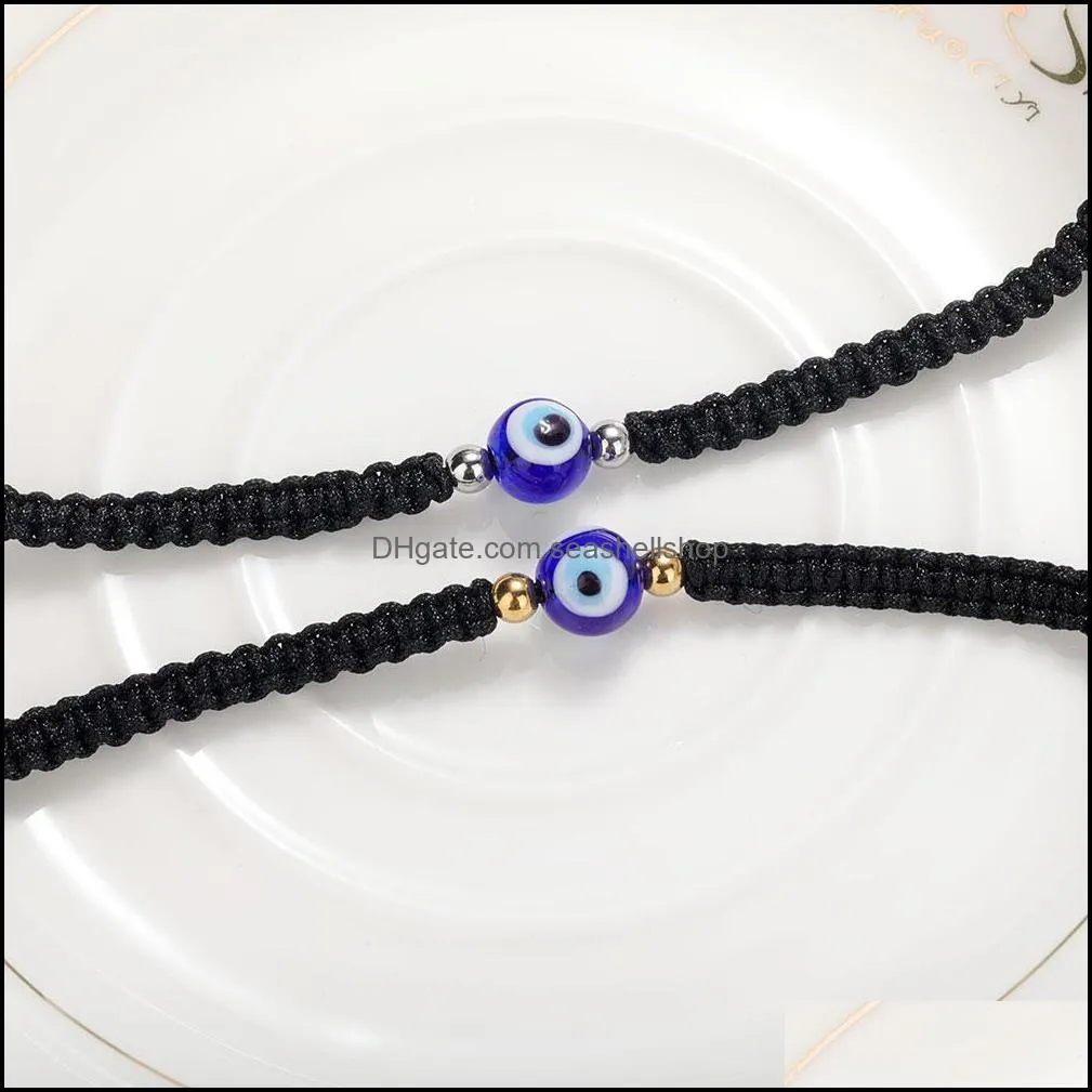 2pcs handmade red string evil blue eye link bracelets ojo turco kabbalah protection luck amulet wish bracelet couple jewelry for women