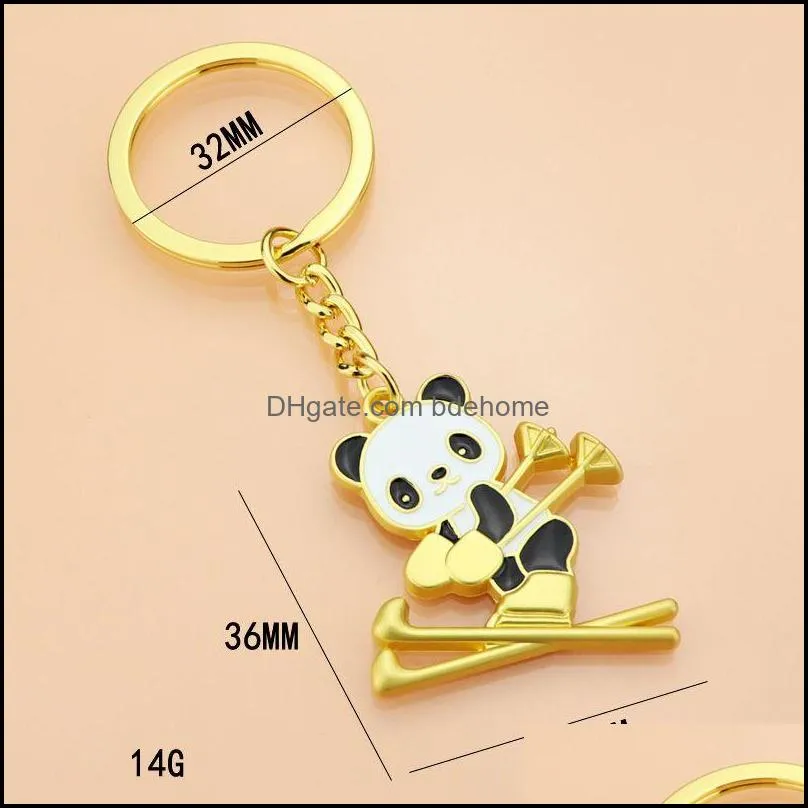 cute snowboarding panda key rings outdoor camping hiking kids gift ski snowboarder horse keychain couple pendant jewelry