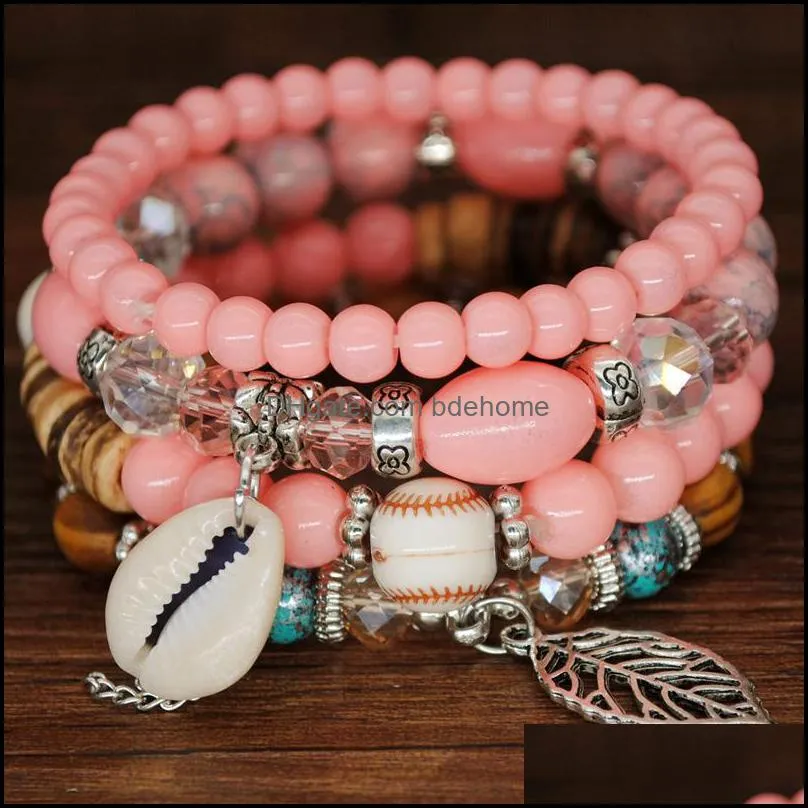 bohemian beaded bracelets for women multilayer jewelry charm crystal tassel pendant bracelet fashion accessories n25a f