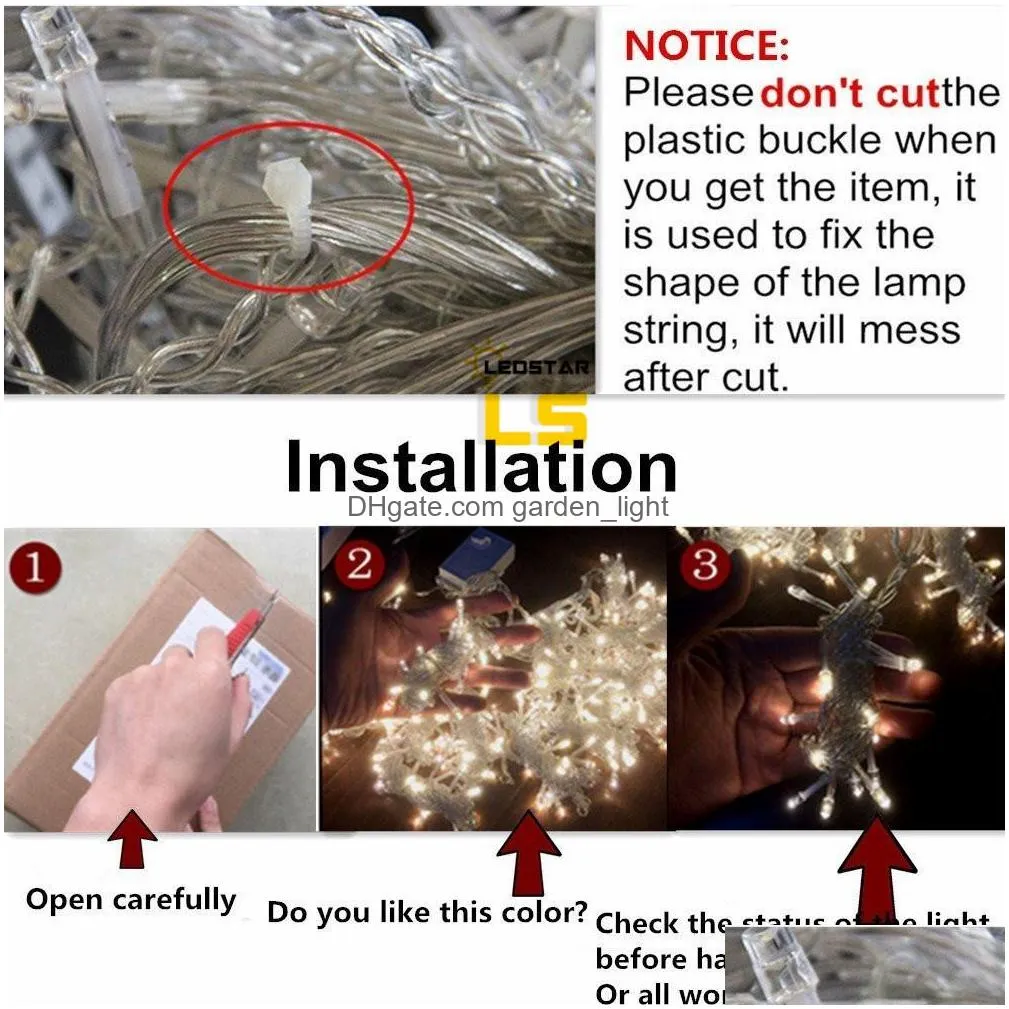 300leds 9.8ft x 9.8ft 3x3m lights wedding christmas string birthday party outdoor home decorative fairy curtain garlands