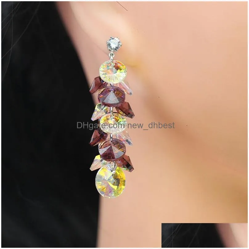 fashion jewelry womens crystal earrings s925 silver pin beads stud dangle earrings