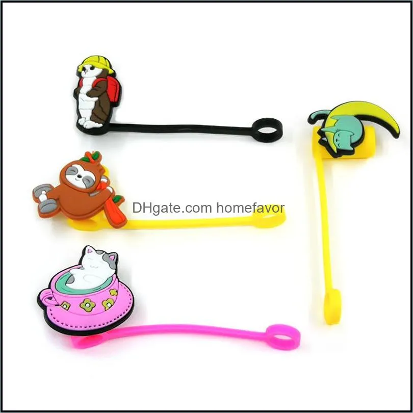 custom kawaii soft silicone straw toppers accessories cover charms reusable splash proof drinking dust plug decorative 8mm straw party