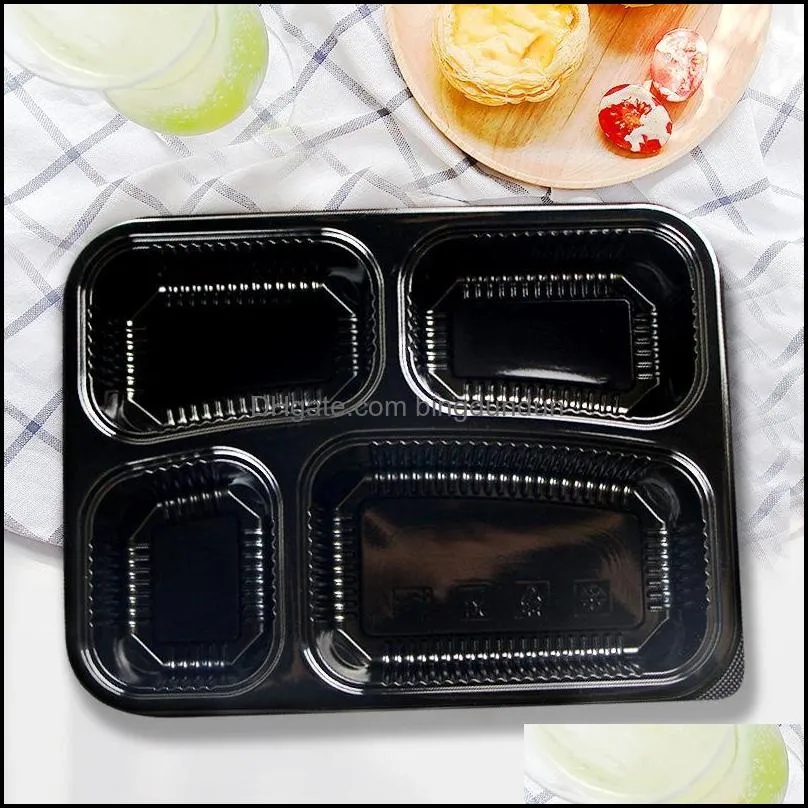 new400pcs/lot disposable meal prep containers 4 compartment food storage box microwave safe lunch boxes wholesale rrd12488
