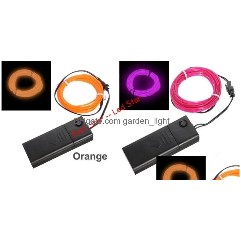 2aa battery powered 1m 2m  scene lights 10 colors el wire tube rope flexible neon cold light car party wedding decor with controller