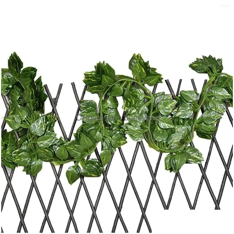 decorative flowers artificial hanging garland uv resistant green leaves fake plants vines for home wall arch decor