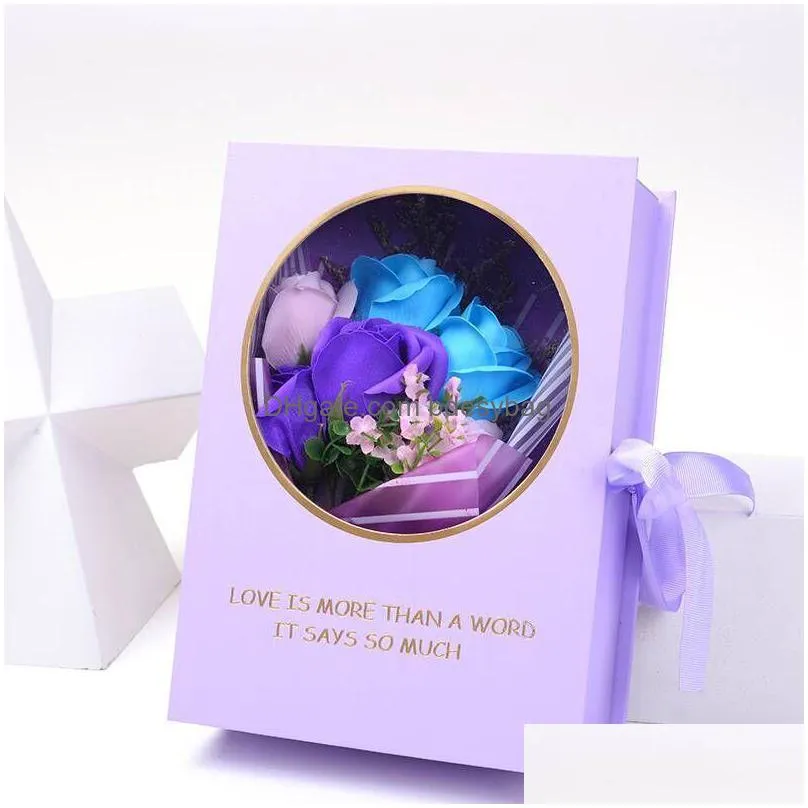 decorative flowers wreaths eternal rose flower soap bouquet gift box wedding party decor birthday valentines day girlfriend