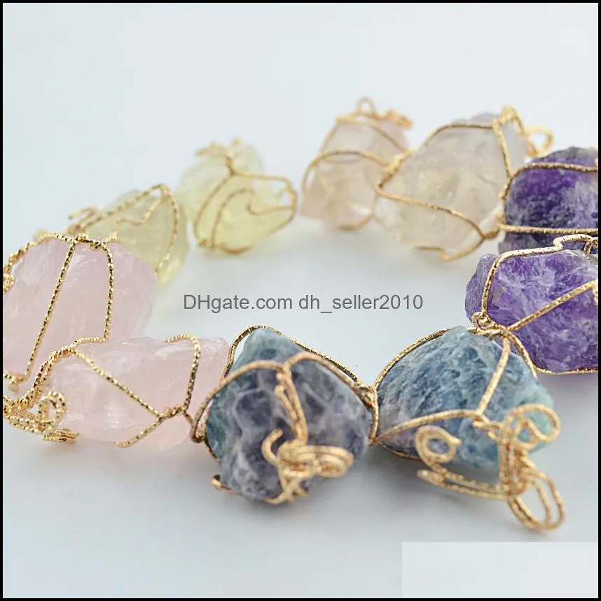 pretty nature stone pendants amethyst rose quartz white crystal lemon crystal fluorite charms stone for necklace