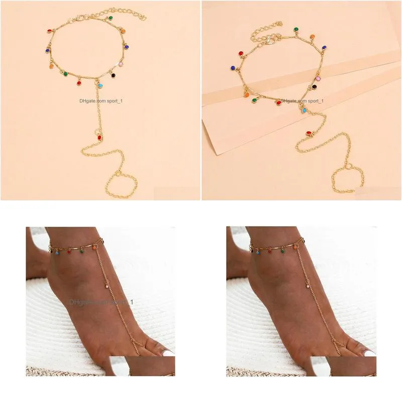 single piece anklet chain ankle bracelet summer beads dangle beach anklets chains foot ring