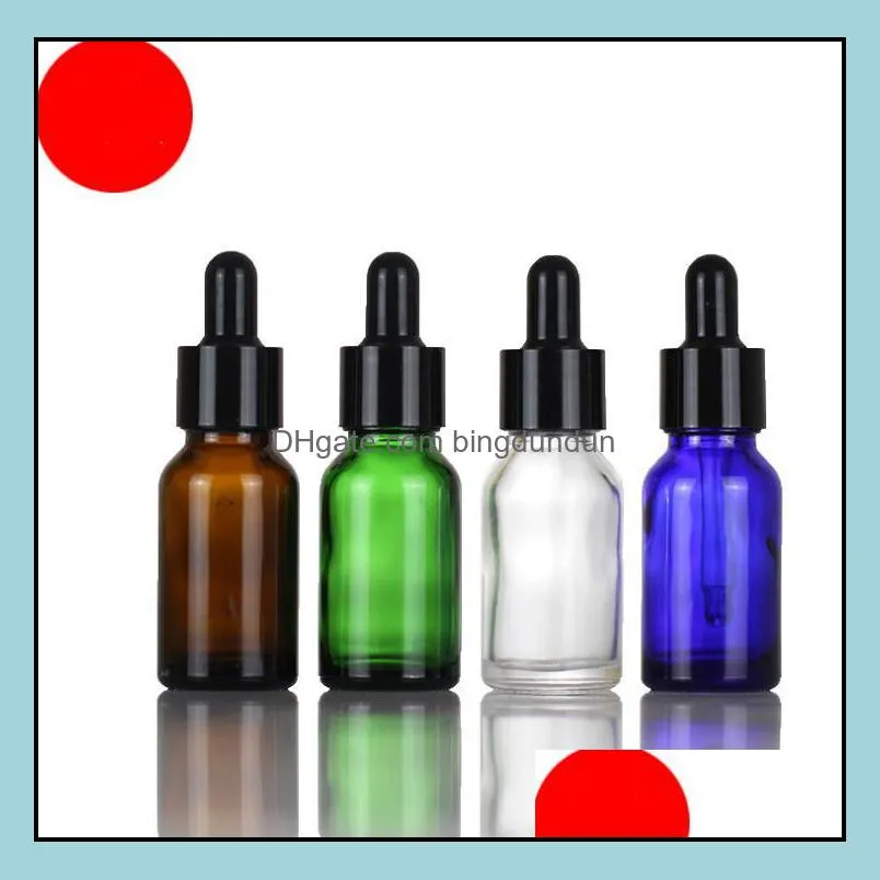 15ml blue glass dropper bottles with black gold caps eye dropper oil drop aromatherapy packing bottles 780pcs/lot sn3656