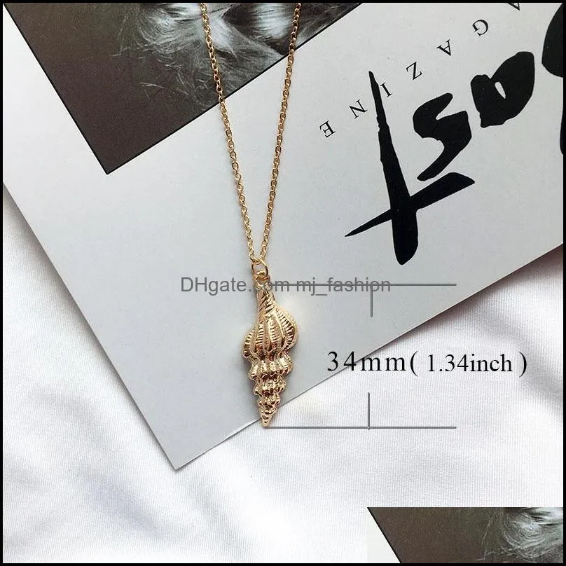 2019 summer beach starfish conch chain pendant necklace for women gold alloy cowrie shell necklace fashion jewelry gift