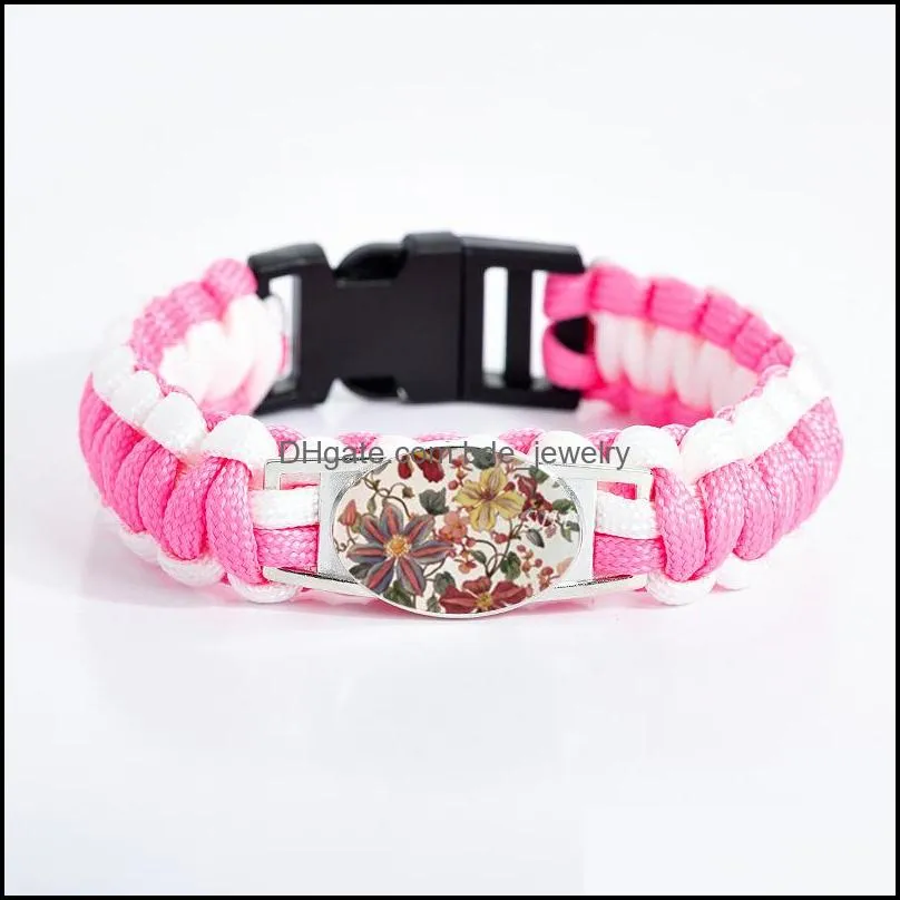 indian mandala flower of life bracelets for women girls glass charm pink cord wrap bracelet girlfriend jewelry in bulk