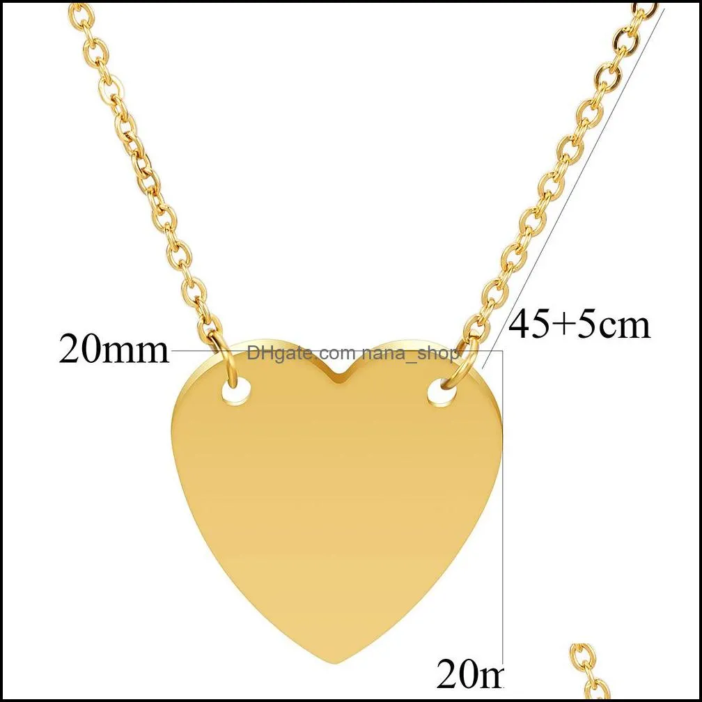 fashion stainless steel necklace for women and men heart dog tag necklace couple pendant necklace jewelry