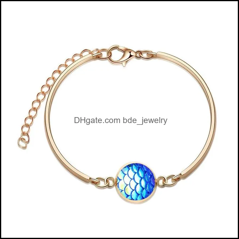  mermaid shining fish scale charm bracelets for women healing stone gold silver chains bracelets fashion jewelry in bulk