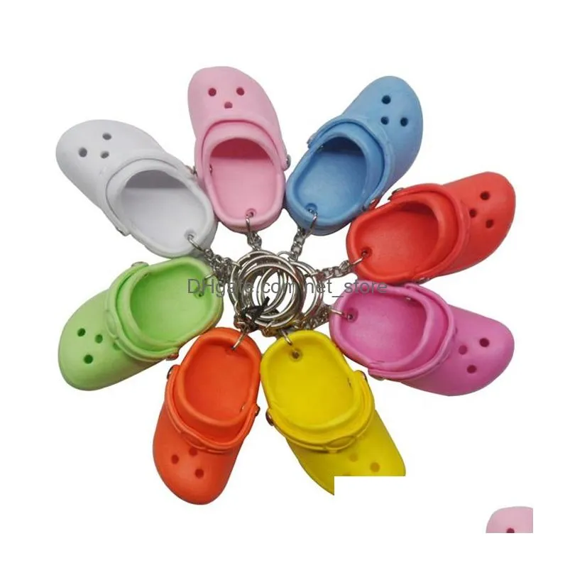 wholesale 3d mini shoe keychain shoes srocs key chain clog sandal party favors key chains cute eva plastic foam hole sandals slippers