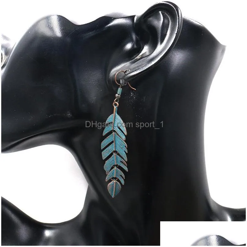 bohemian fashion jewelry vintage earrings leaf dangle earrings