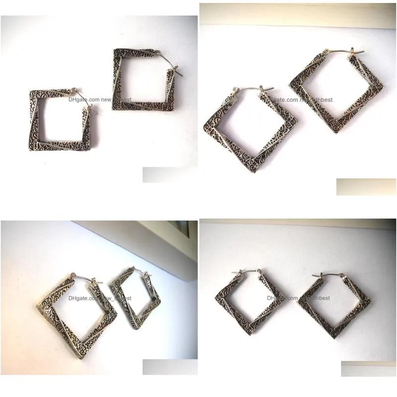 fashion jewelry vintage earrings decorative pattern square dangle earrings