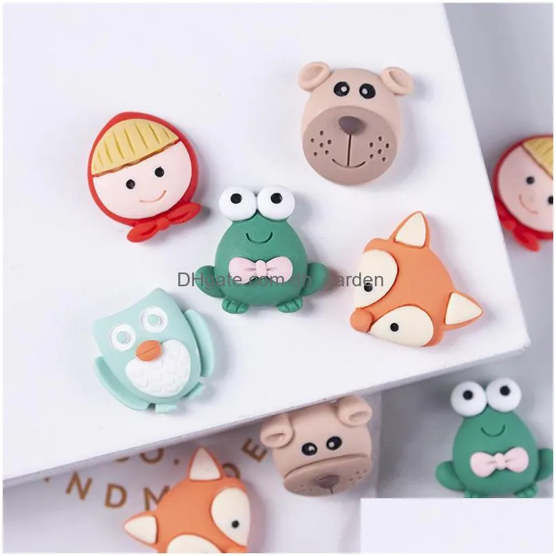 10pcs fashion cartoon animal fox owl dog frog girl resin charms for jewelry finding pendant earrings keychain accessory c432