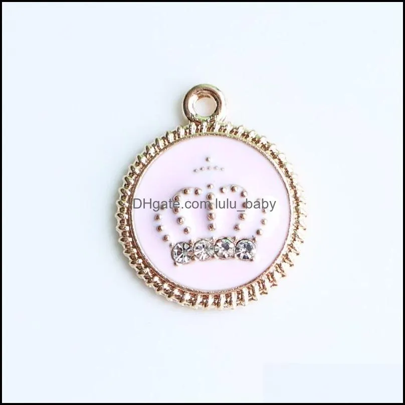 100pcs gold tone 17x20mm enamel crown charms oil drop crystal crown pendant fit bracelet diy fashion jewelry accessories 656 t2