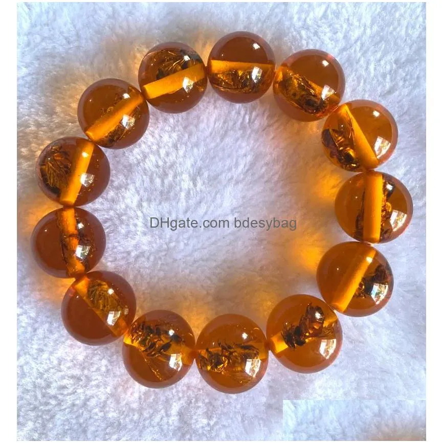 strand certificate 18mm natural yellow mexican amber beeswax bracelet