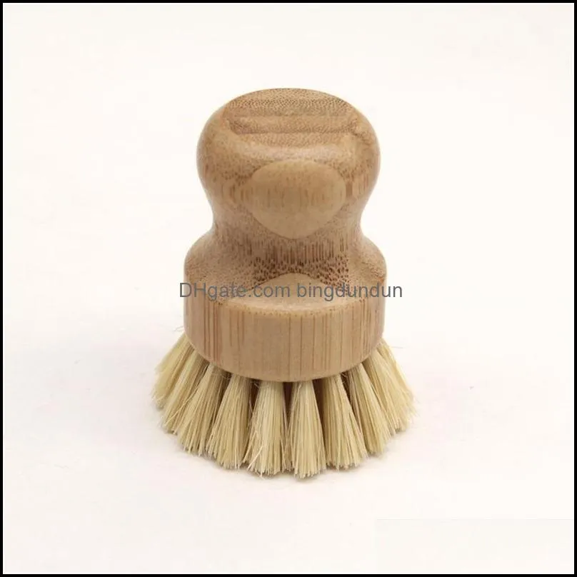 round wood brush handle pot dish household sisal palm bamboo kitchen chores rub cleaning brushes rrf14257