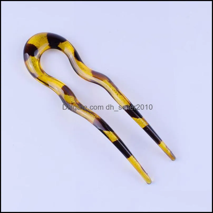 wholesale plastic hair fork pins u shape chopsticks hairpins wavy sticks chignon bun updo fast spiral braid twist styling accessorie 2507