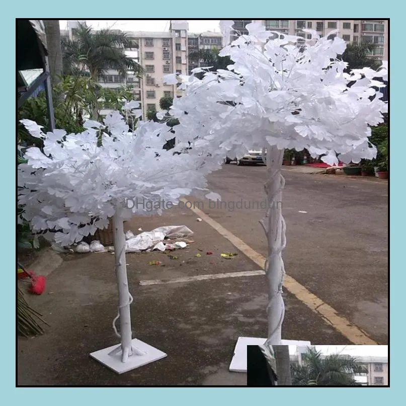 new white wedding props road flower stage background decoration flower white artificial ginkgo biloba white leaves sn2014